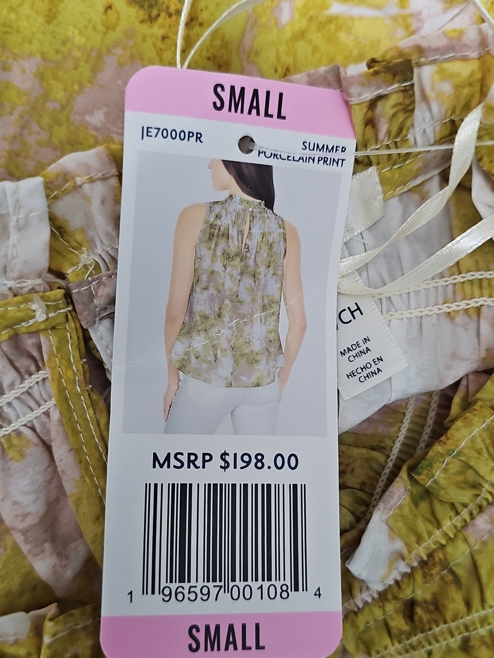 Joie Yellow Floral Smocked Sleeveless Top - Picture 7 of 7